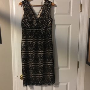 Talbots dress Black lace over cream sz 8 EUC